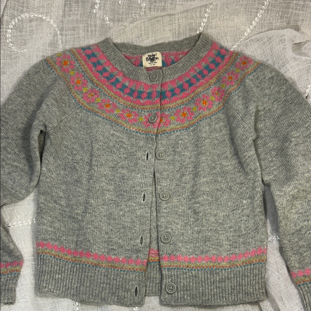 Mini Boden wool button down cardigan sweater 5-6y